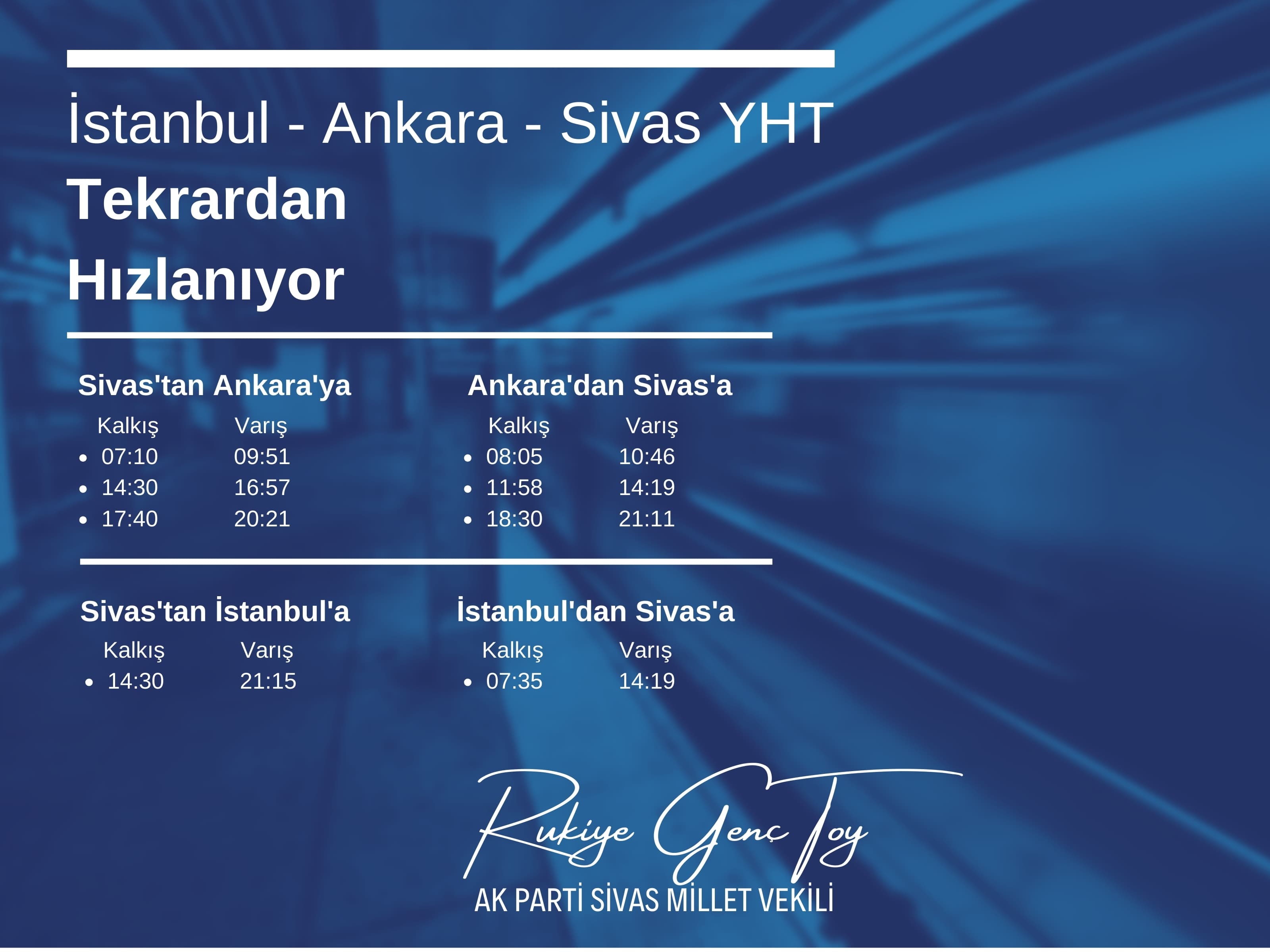 Sivas Ankara İstanbul  Yht'de yollar tekrardan kısalıyor