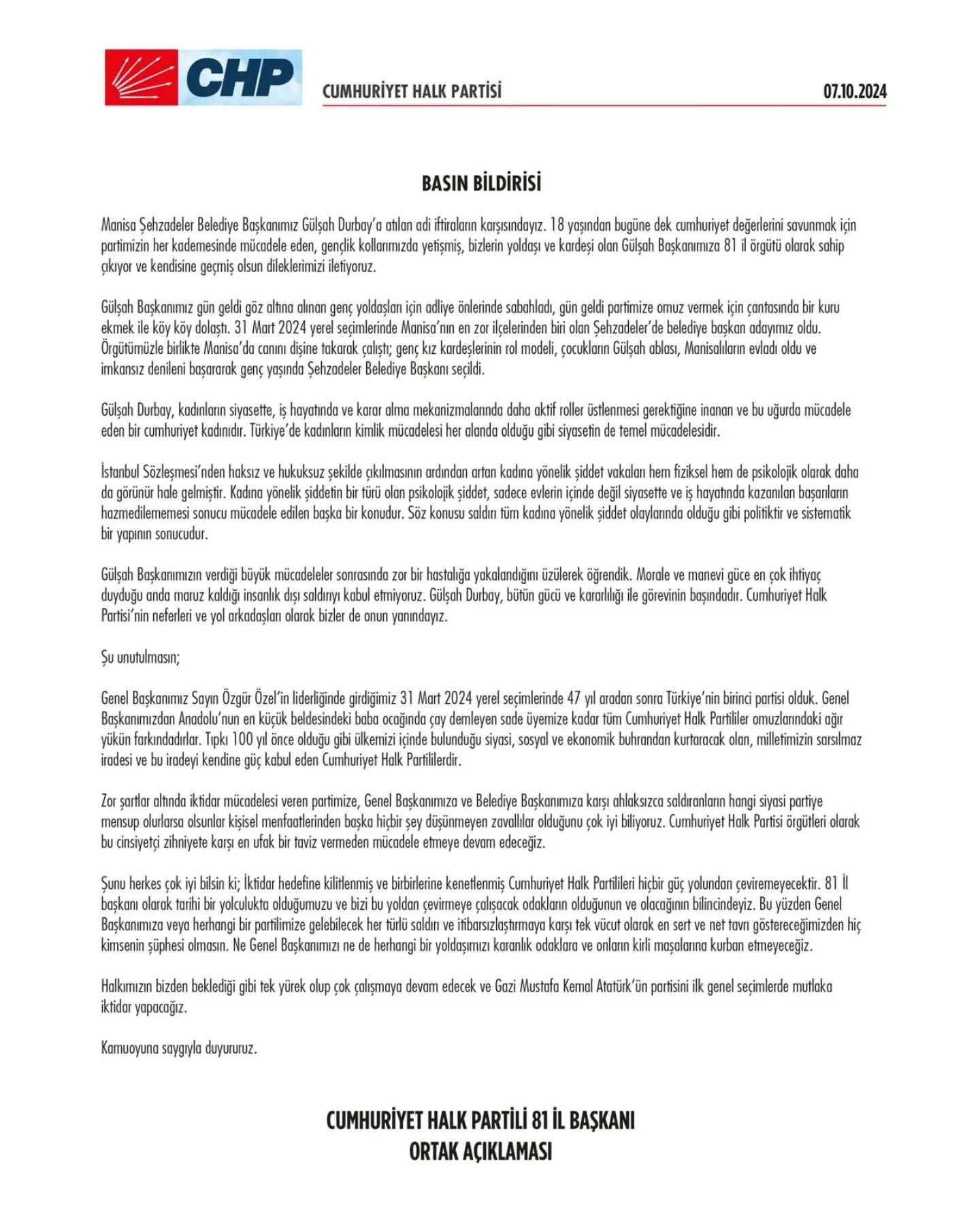 Gazi Doğan"Manisa Şehzadeler Belediye Başkanımız Gülşah Darbay'a atılan adi iftiarın karşısıdayız" Gazi Doğan"Manisa Şehzadeler Belediye Başkanımız Gülşah Darbay'a atılan adi iftiarın karşısıdayız"