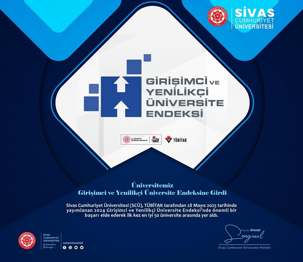 Cumhuriyet Üniversitesi Girişimci ve Yenilikçi Üniversite Endeksine Girdi