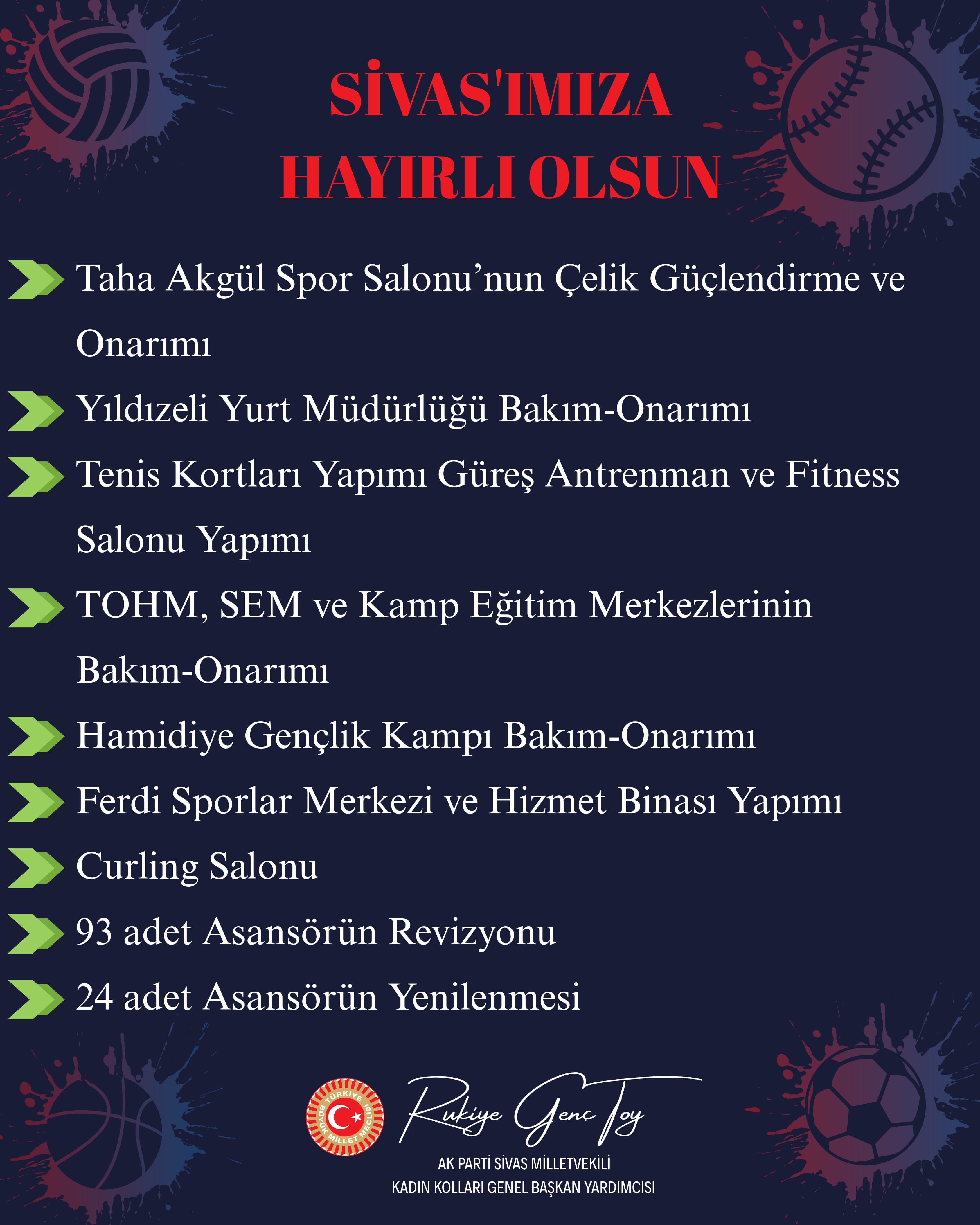 Sivas’ımıza 1.3 Milyar TL’lik Spor ve Gençlik Yatırımı Hayırlı Olsun