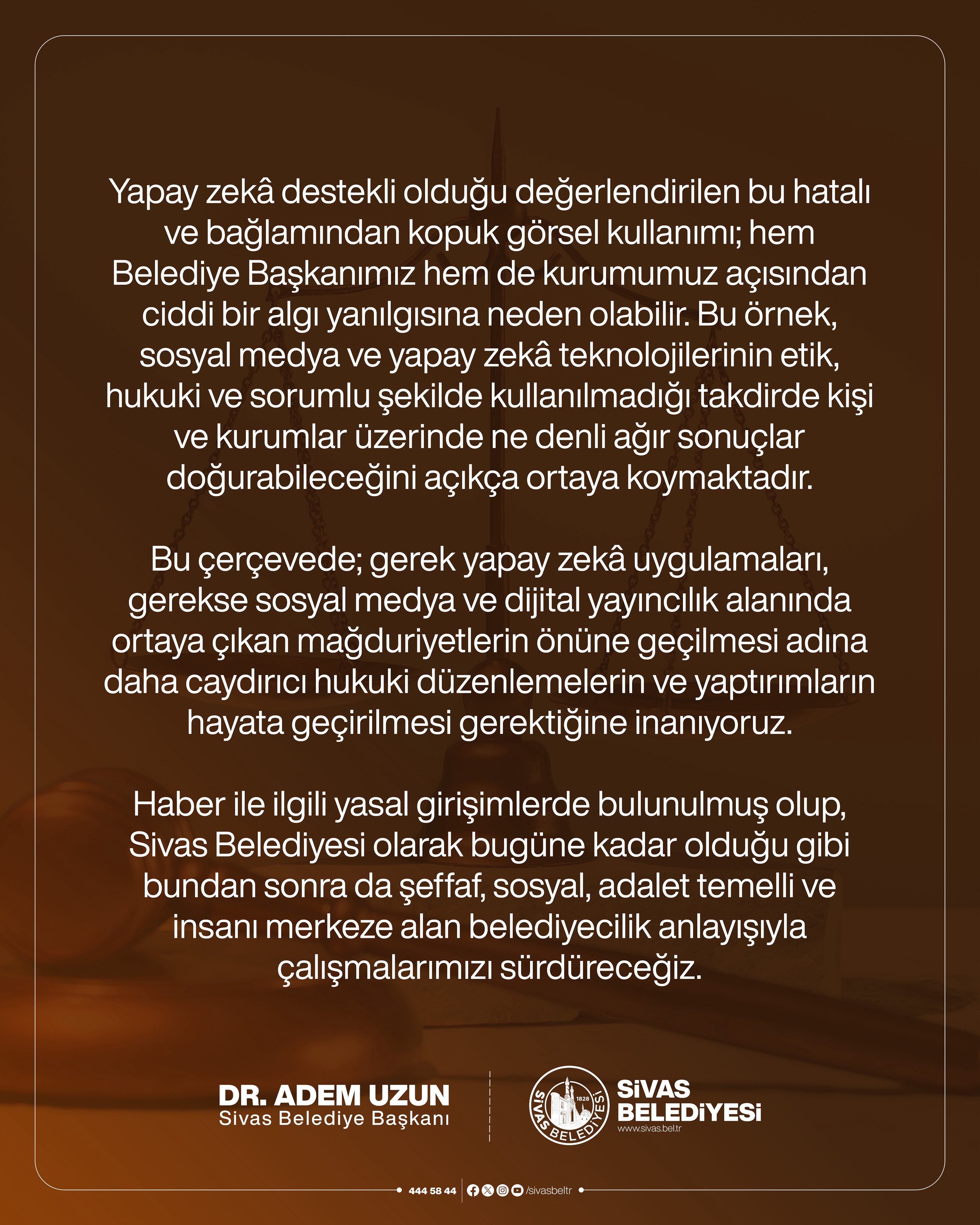 Sivas Belediyesi'nden "ensonhaber'e" dava