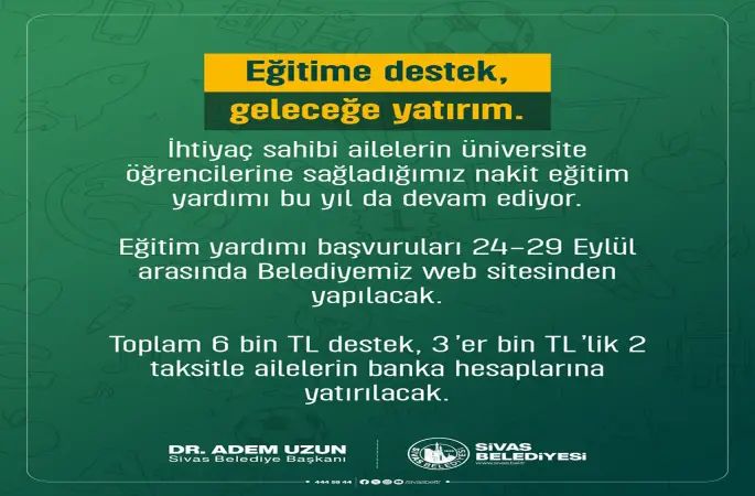 EĞİTİM YARDIMI İÇİN BAŞVURULAR BAŞLIYOR