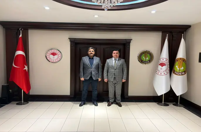 AK Parti Sivas Milletvekili ve AK Parti Genel Merkez Teşkilat Başkan Yardımcısı Hakan Aksu, TİGEM Genel Müdürü Hasan Gezginç’i ziyaret etti